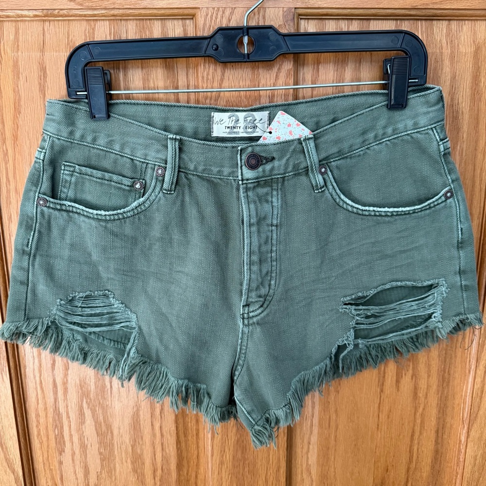 Free People We The Free Denim Cut-Off Shorts - Sage - Size 28